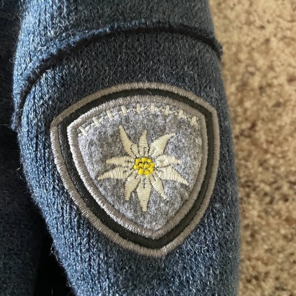 Alp-n-Rock Kitz Fleece Jacket Full Zip Blue Ski Embroidered Cross Stitch Patch - Picture 8 of 16